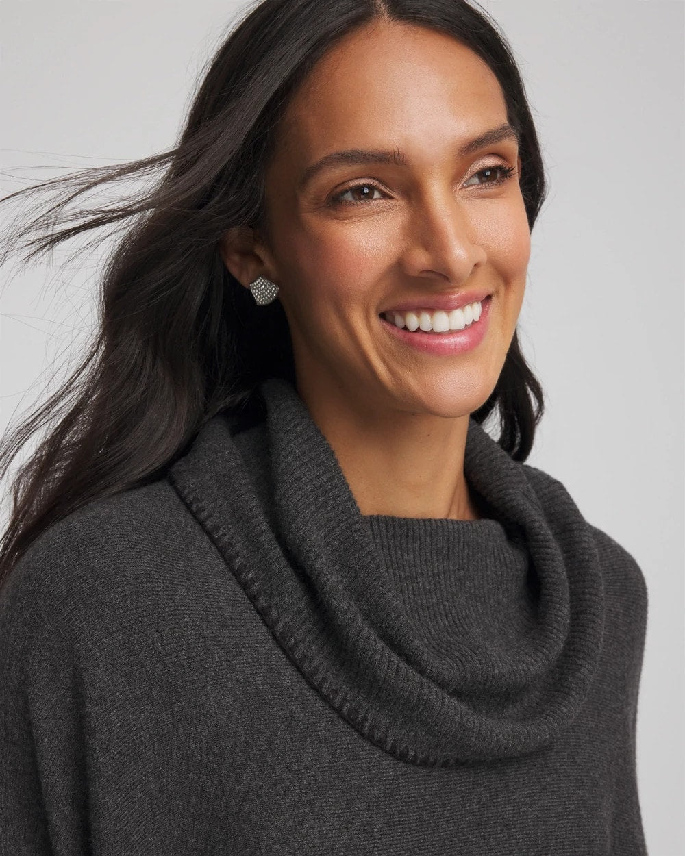 Chico's | Cowlneck Poncho/ Graphite Heather Gray