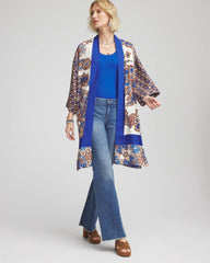 Chico's | Crepe Long Printed Kimono/ English Cream