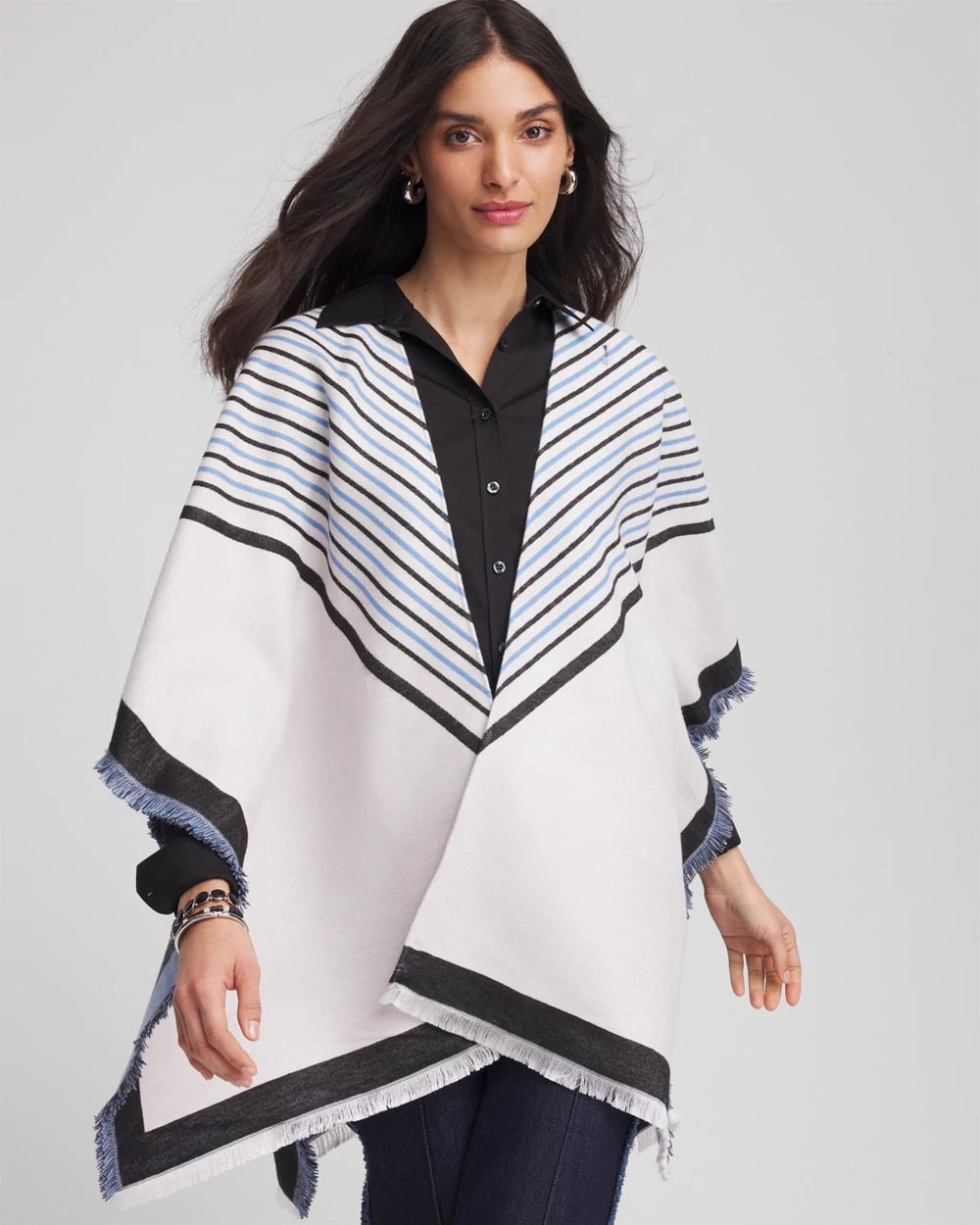 Chico's | Woven Reversible Ruana/ Passport Blue