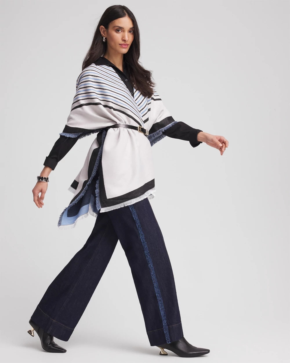Chico's | Woven Reversible Ruana/ Passport Blue