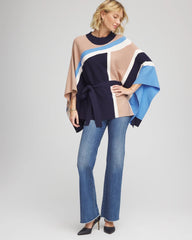 Chico's | Belted Colorblock Poncho/ Passport Blue