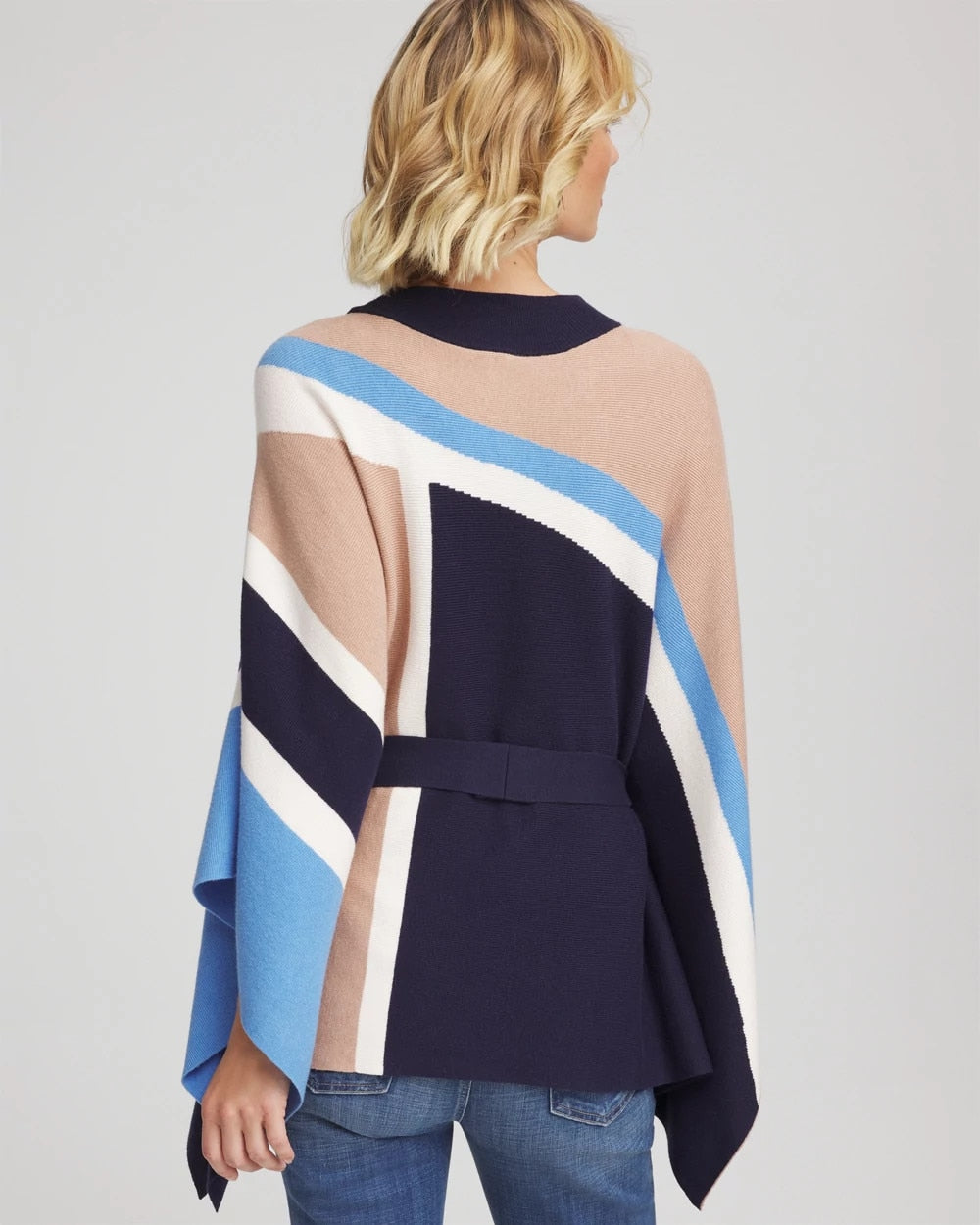 Chico's | Belted Colorblock Poncho/ Passport Blue