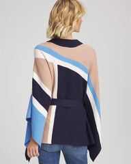 Chico's | Belted Colorblock Poncho/ Passport Blue