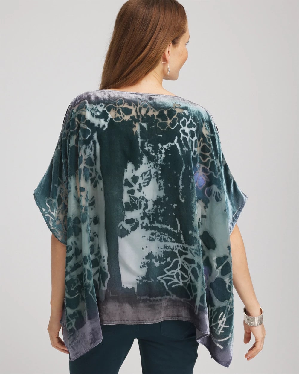 Chico's | Velvet Burnout Passion Poncho/ Striking Teal