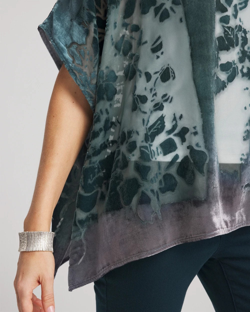 Chico's | Velvet Burnout Passion Poncho/ Striking Teal