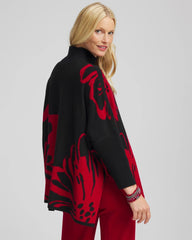 Chico's | Floral Poncho/ Black