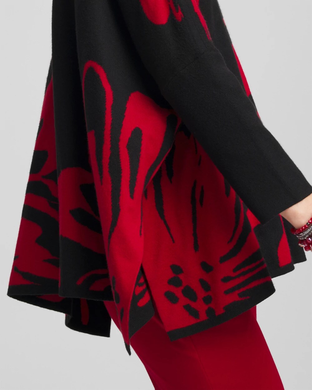 Chico's | Floral Poncho/ Black