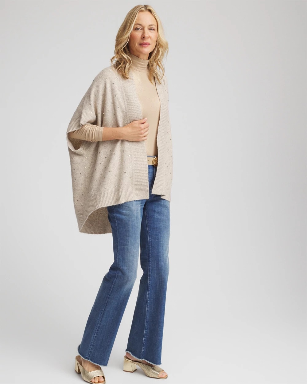 Chico's | Embellished Cocoon Ruana/ Neutral