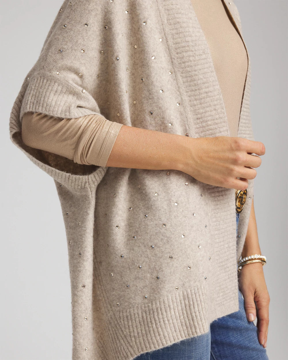 Chico's | Embellished Cocoon Ruana/ Neutral