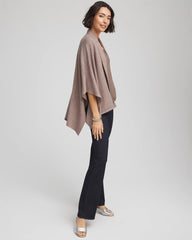 Chico's | Embellished Shawl Collar Ruana/ Taupe Heather