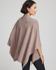 Chico's | Embellished Shawl Collar Ruana/ Taupe Heather