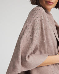 Chico's | Embellished Shawl Collar Ruana/ Taupe Heather