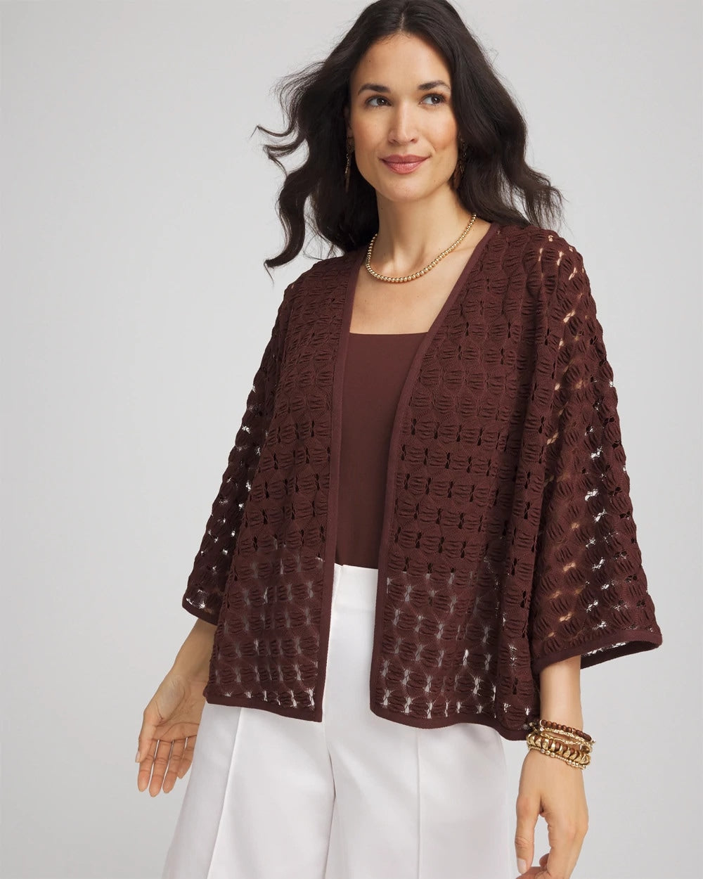 Chico's | Short Woven Kimono/ Cacao