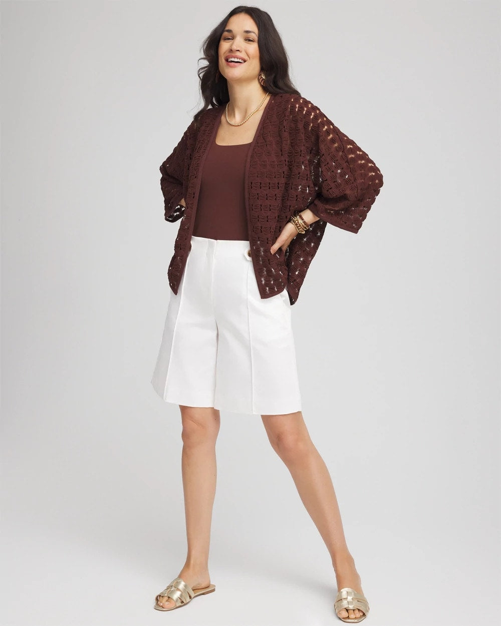 Chico's | Short Woven Kimono/ Cacao