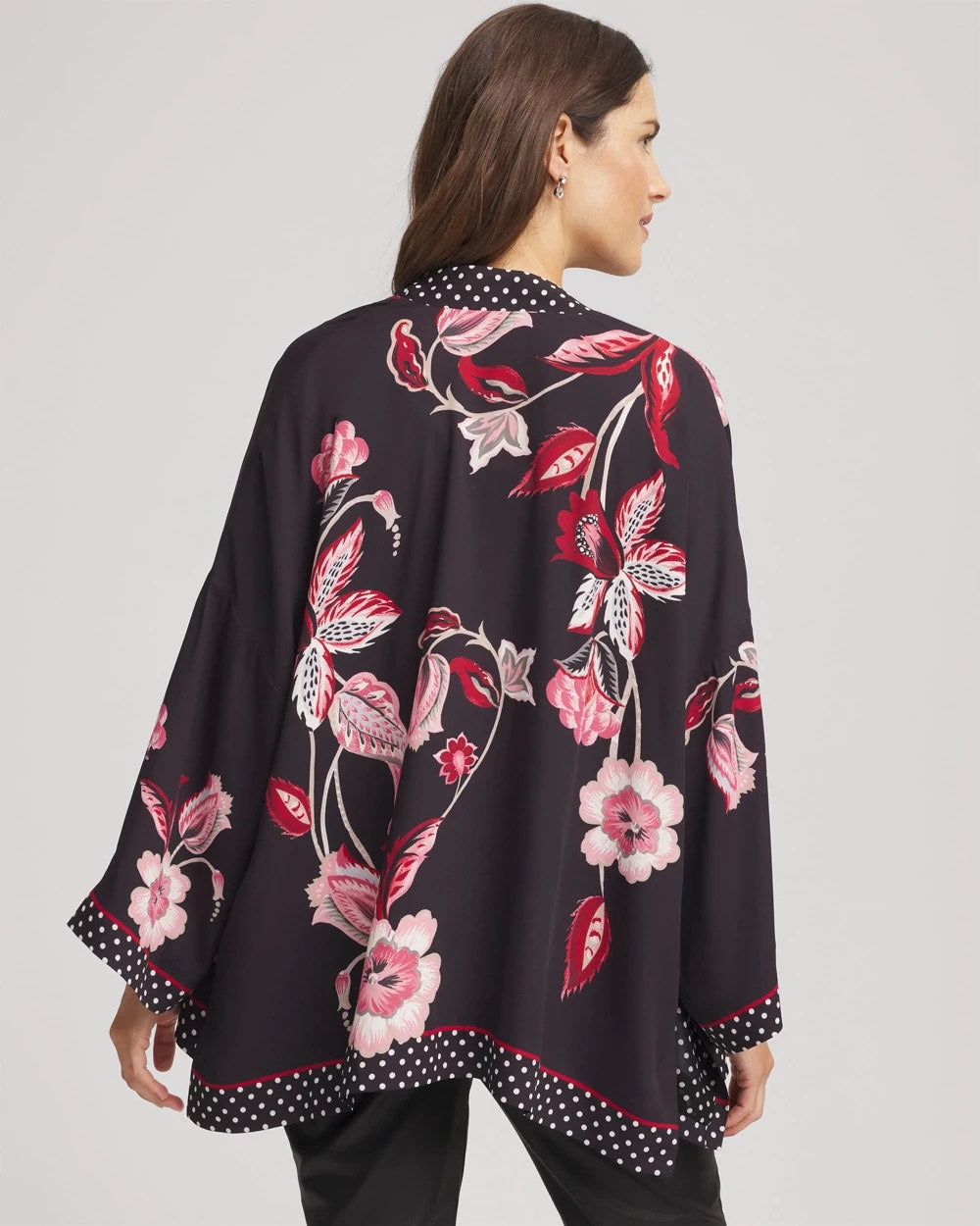 Chico's | Short Floral Kimono/ Black