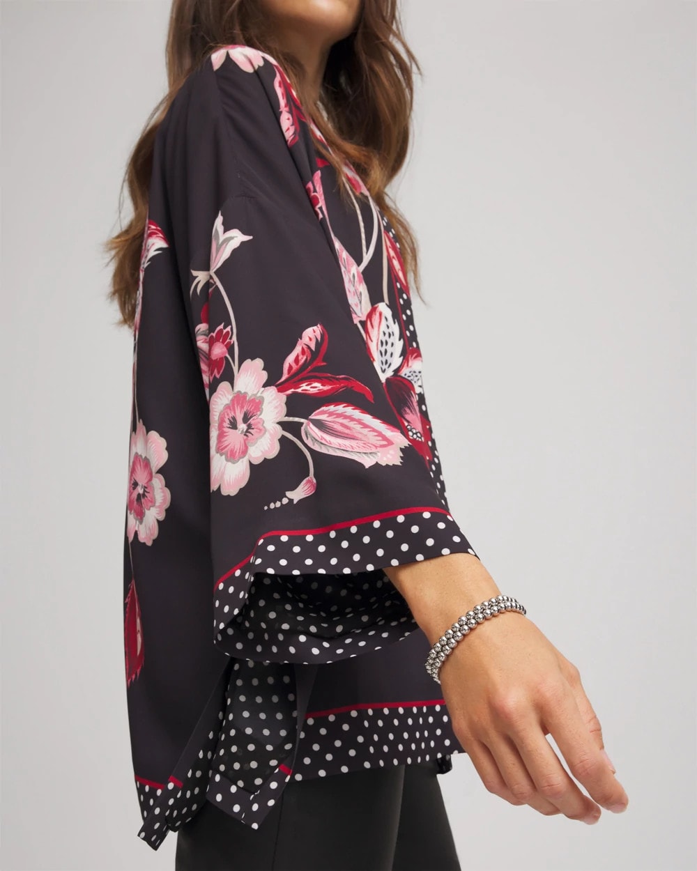 Chico's | Short Floral Kimono/ Black