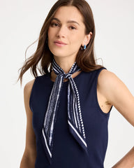 Chico's | Printed Skinny Scarf/ Navy