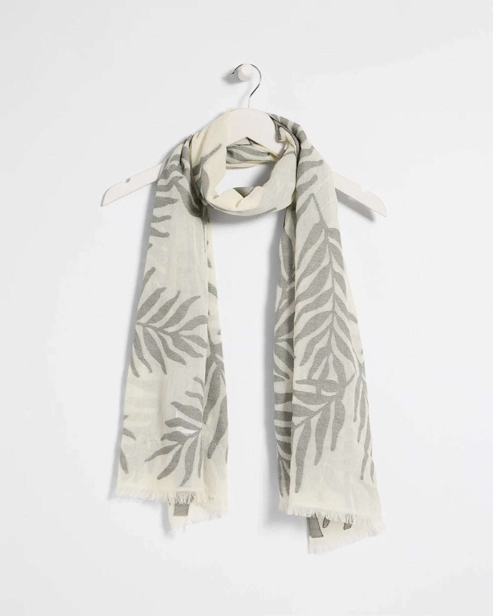 Chico's | Palm Embroidered Oblong Scarf/ White
