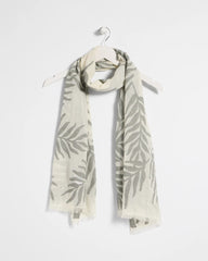 Chico's | Palm Embroidered Oblong Scarf/ White