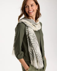 Chico's | Palm Embroidered Oblong Scarf/ White