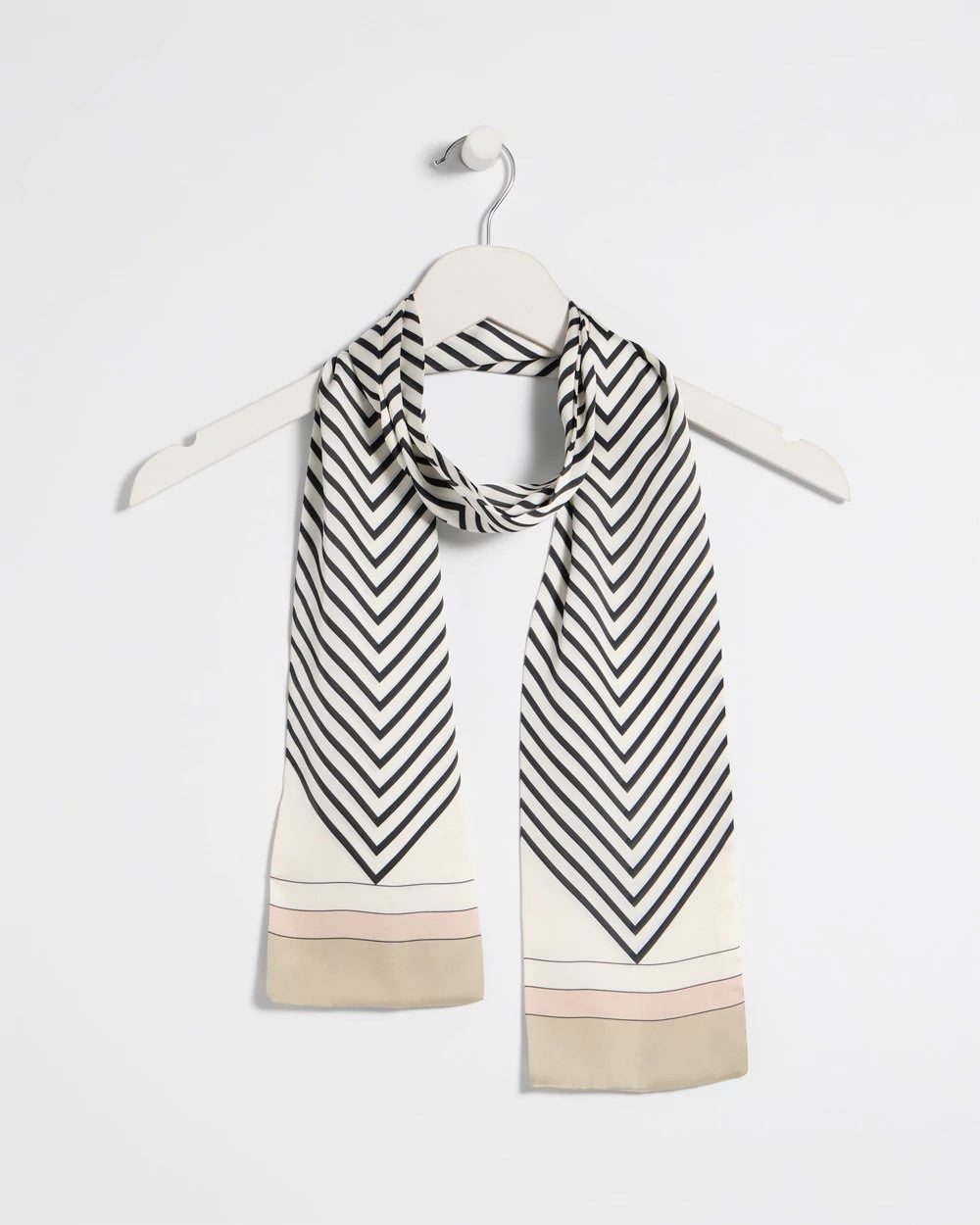 Chico's | Satin Printed Skinny Scarf/ Black