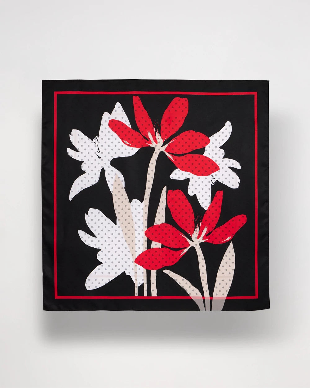 Chico's | Polka Dot Floral Square Scarf/ Black