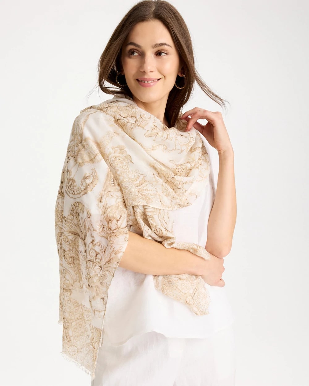 Chico's | Foiled Oblong Scarf/ Neutral