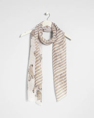 Chico's | Striped Floral Oblong Scarf/ Neutral