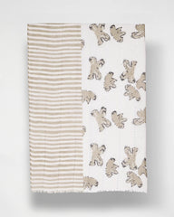 Chico's | Striped Floral Oblong Scarf/ Neutral