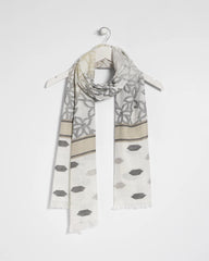 Chico's | Neutral Paisley Polka Dot Oblong Scarf/ Neutral