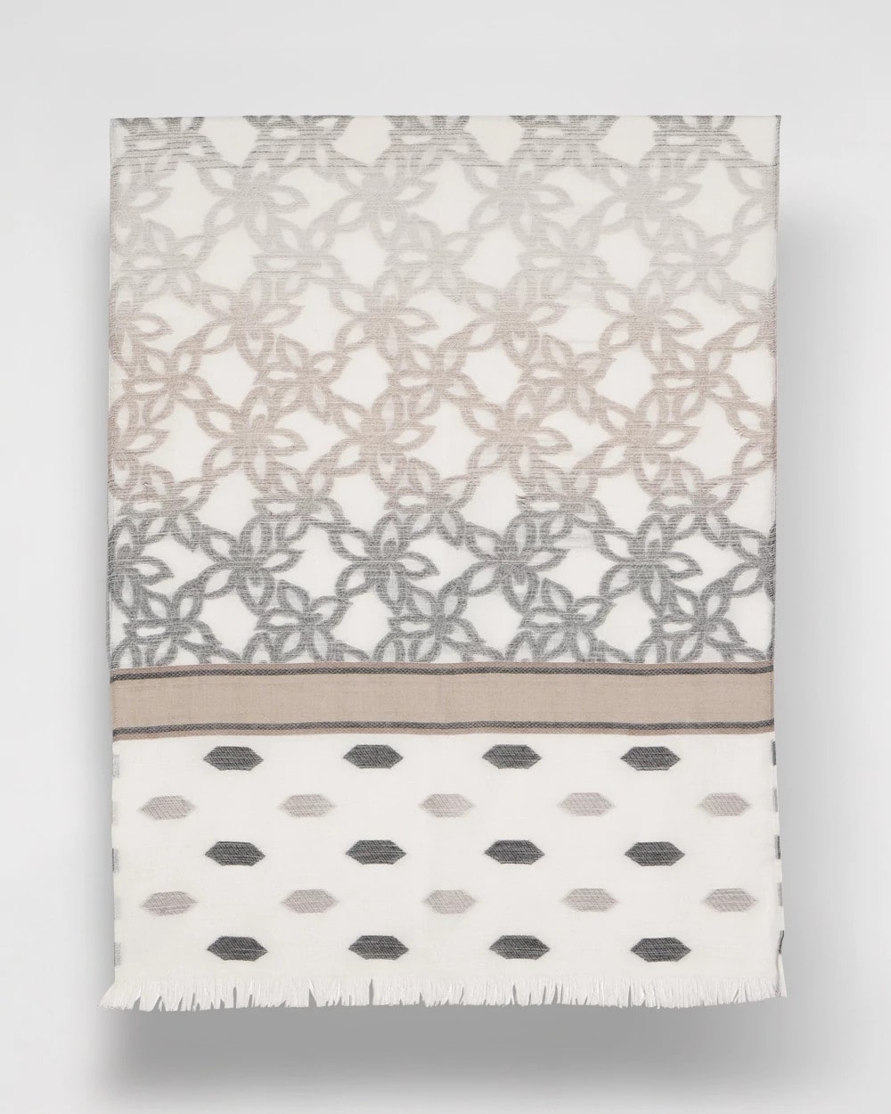 Chico's | Neutral Paisley Polka Dot Oblong Scarf/ Neutral
