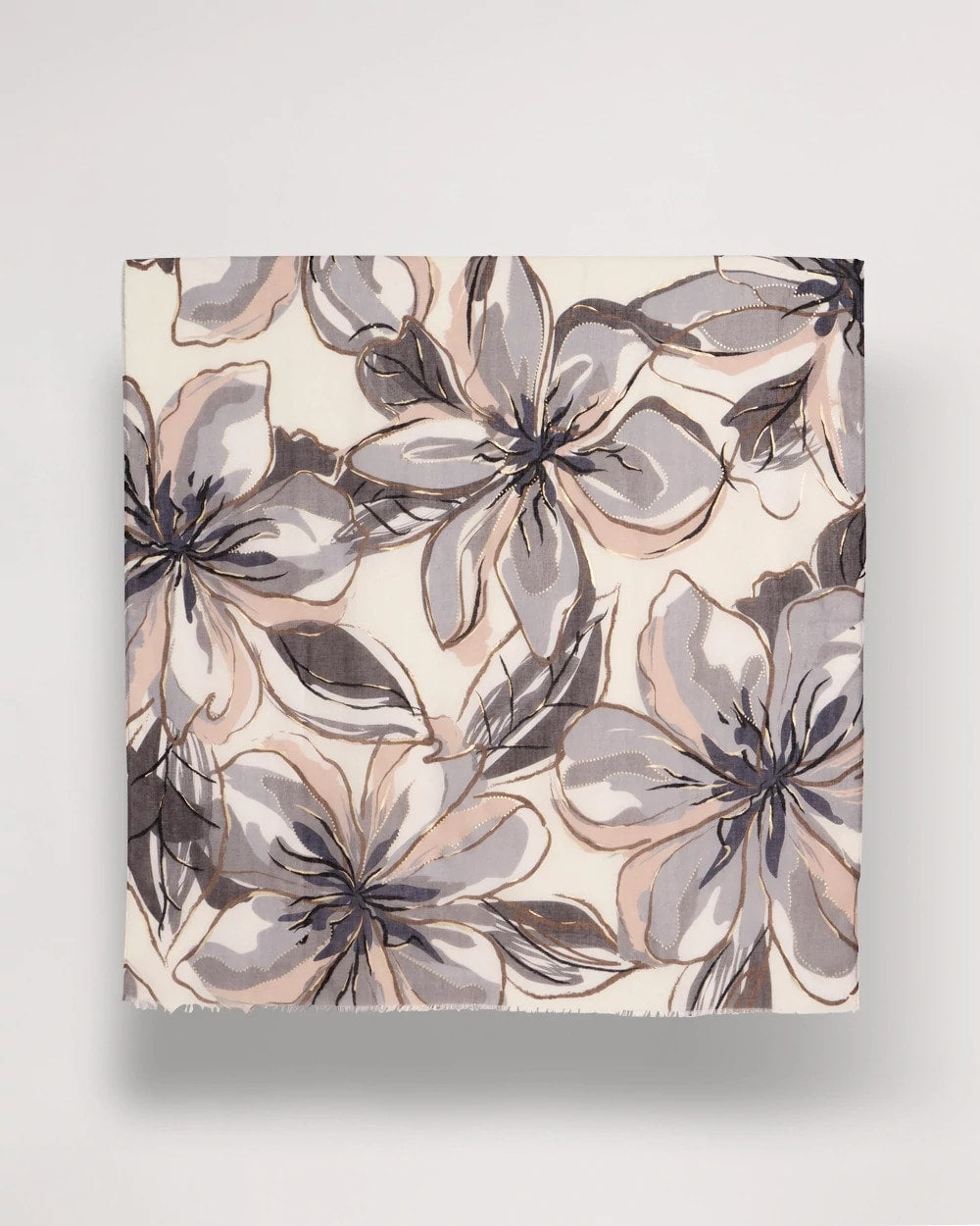 Chico's | Foiled Floral Oblong Scarf/ Neutral