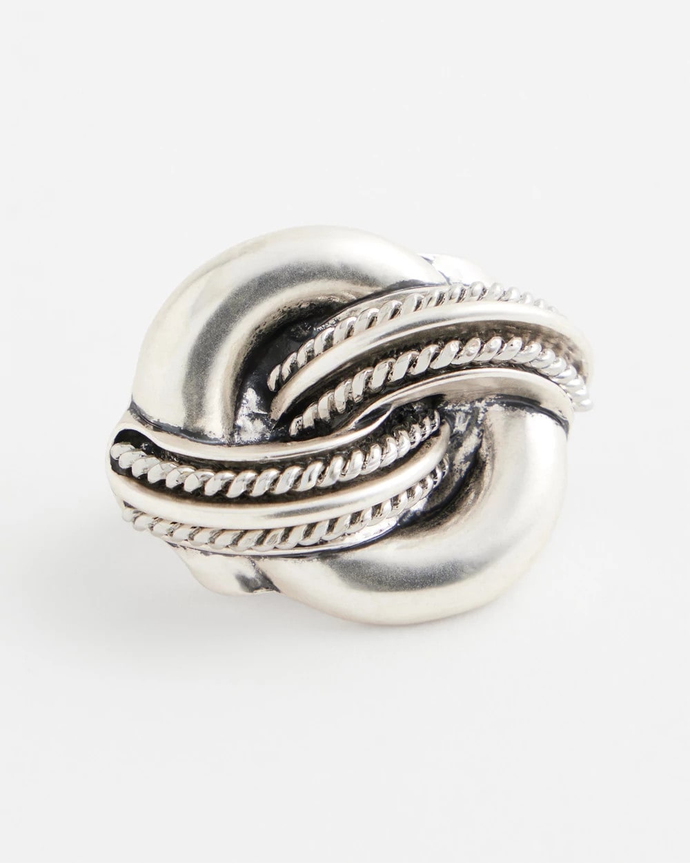 Chico's | Silvertone Knot Scarf Ring/ Silver