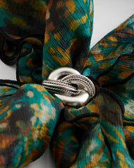Chico's | Silvertone Knot Scarf Ring/ Silver