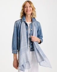Chico's | Lurex Trim Oblong Scarf/ Blue