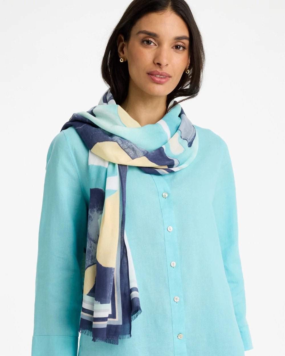 Chico's | Artisanal Patch Oblong Scarf/ Passport Blue