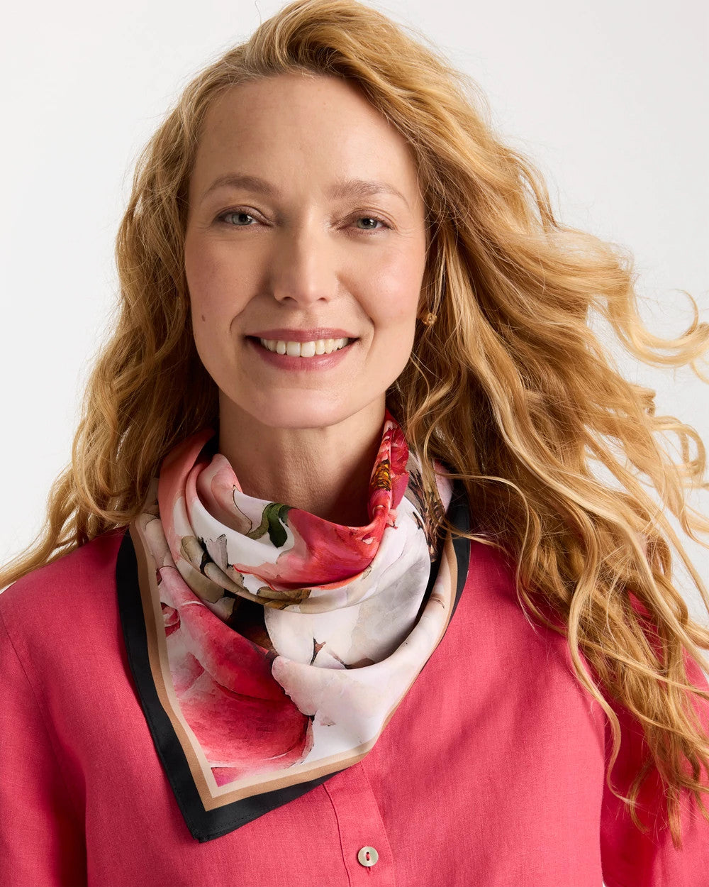 Chico's | Botanic Burst Square Scarf/ Ecru