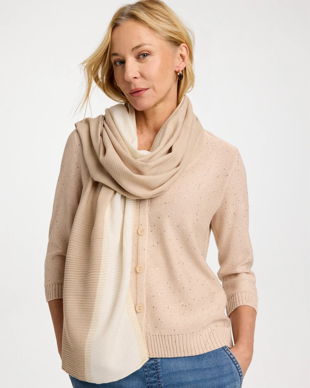 Chico's | Ombre Pleated Oblong Scarf/ Neutral