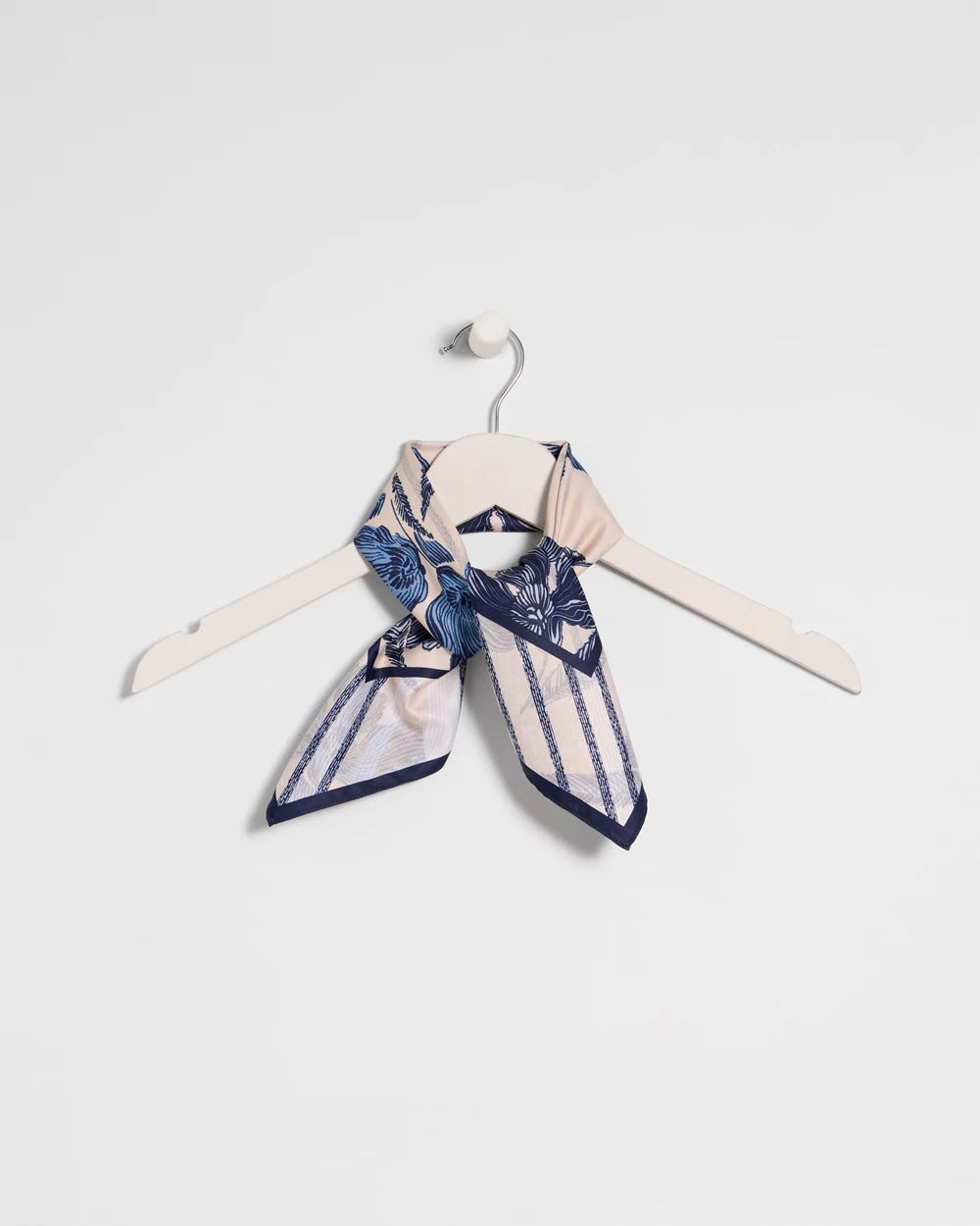 Chico's | Striped Floral Square Scarf/ Pale Sand