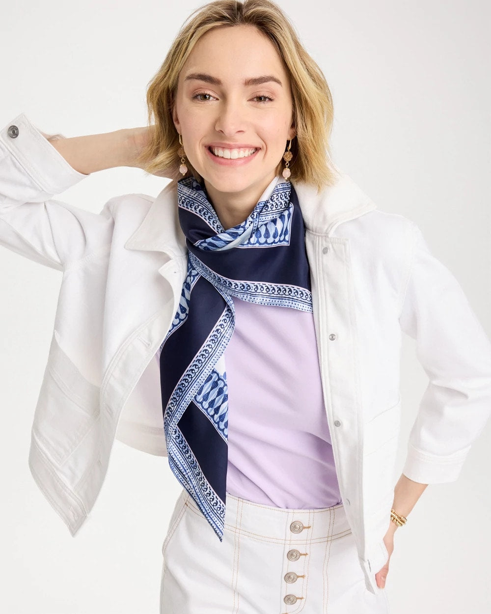 Chico's | Ellie Sprigs Square Scarf/ Amparo Blue
