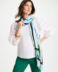 Chico's | Blooming Brush Oblong Scarf/ Amparo Blue