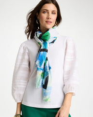 Chico's | Blooming Brush Oblong Scarf/ Amparo Blue