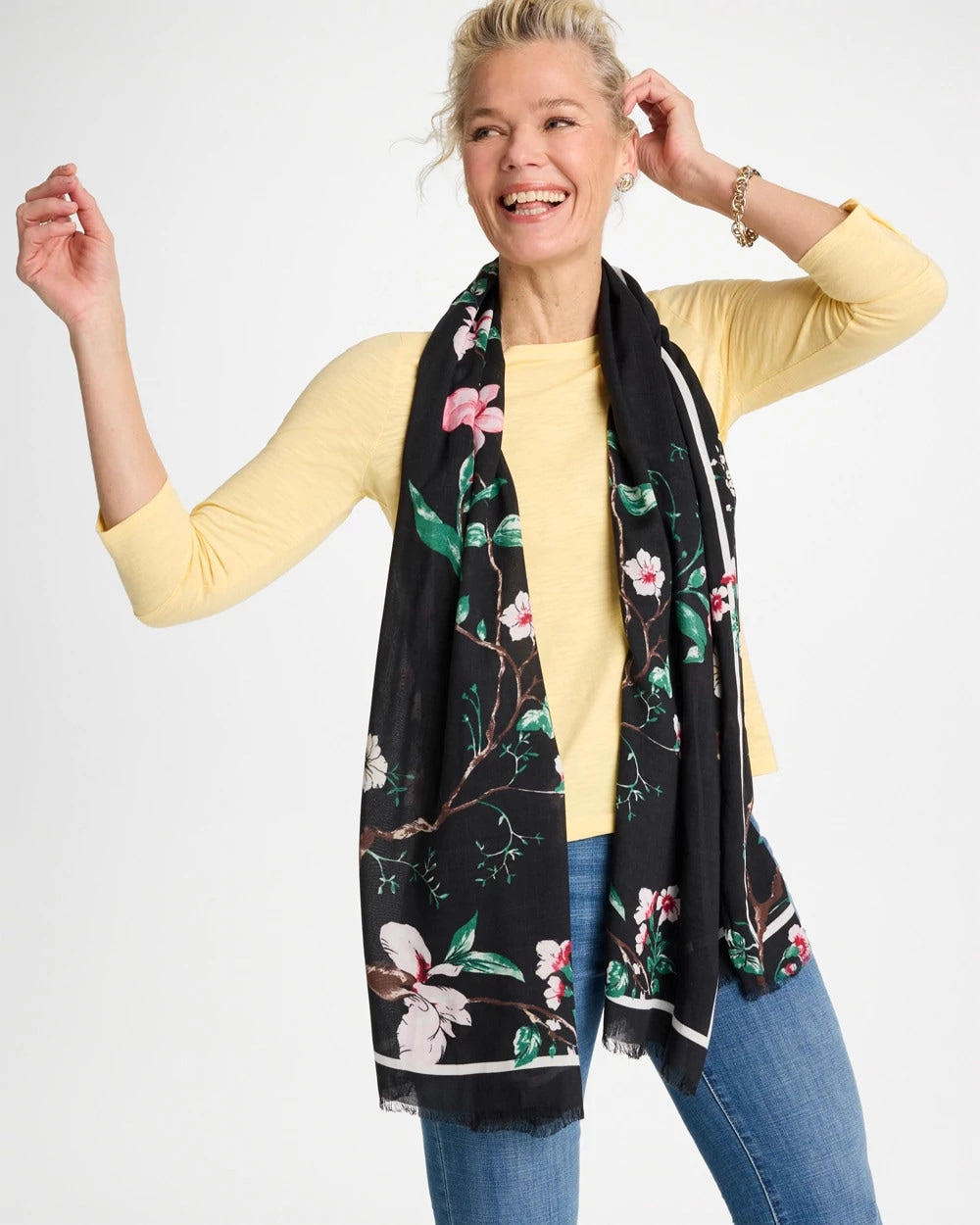Chico's | Kyoto Bloom Oblong Scarf/ Black