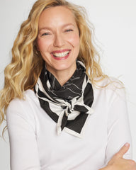 Chico's | Graphic Stitch Square Scarf/ Black
