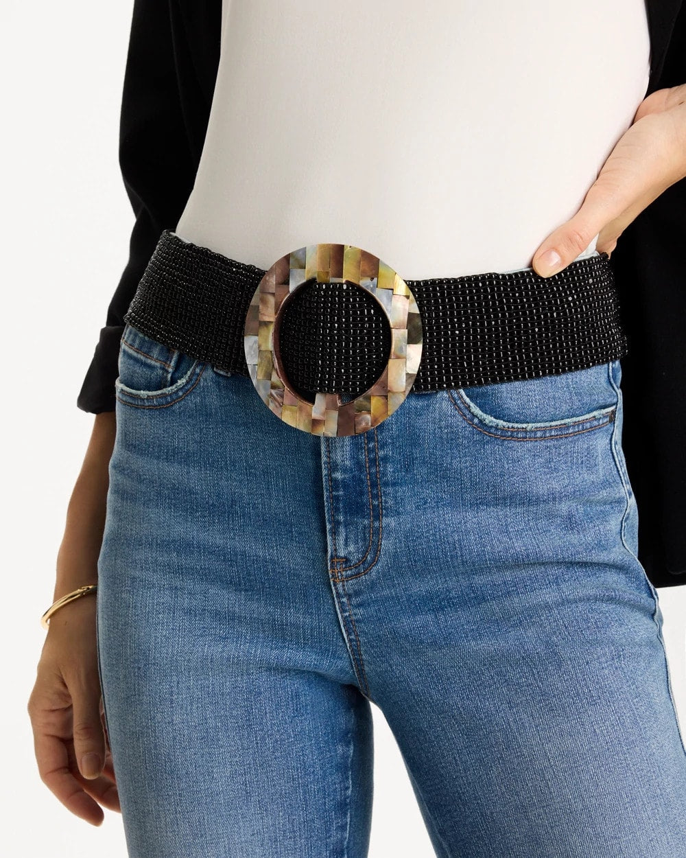 Chico's | Chico's x Romi Oz Stretch Belt/ Black
