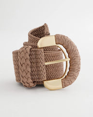 Chico's | Satin Stretch Metal Belt/ Taupe