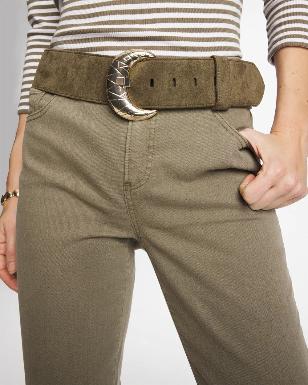 Chico's | Green Faux Suede Sash Belt/ Green