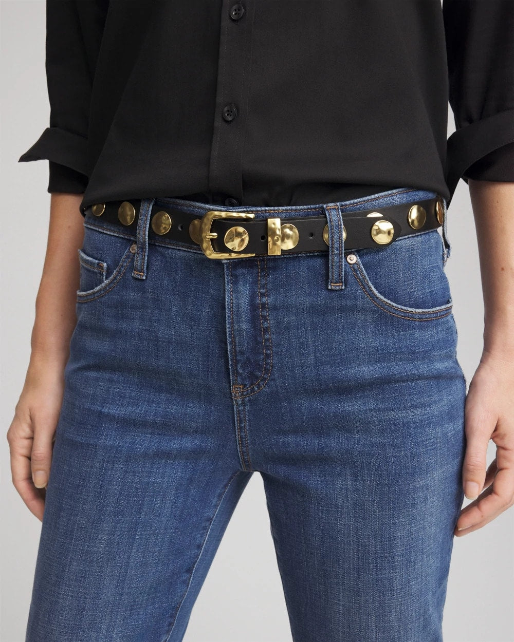Chico's | Studded Faux Leather Trouser Belt/ Black
