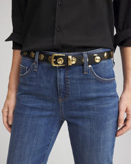 Chico's | Studded Faux Leather Trouser Belt/ Black