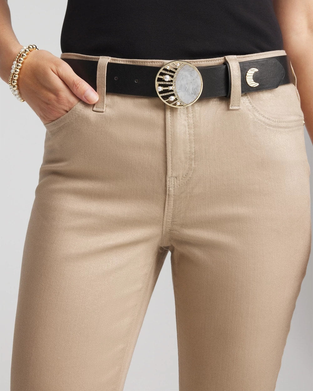 Chico's | Moon & Stars Trouser Belt/ Black